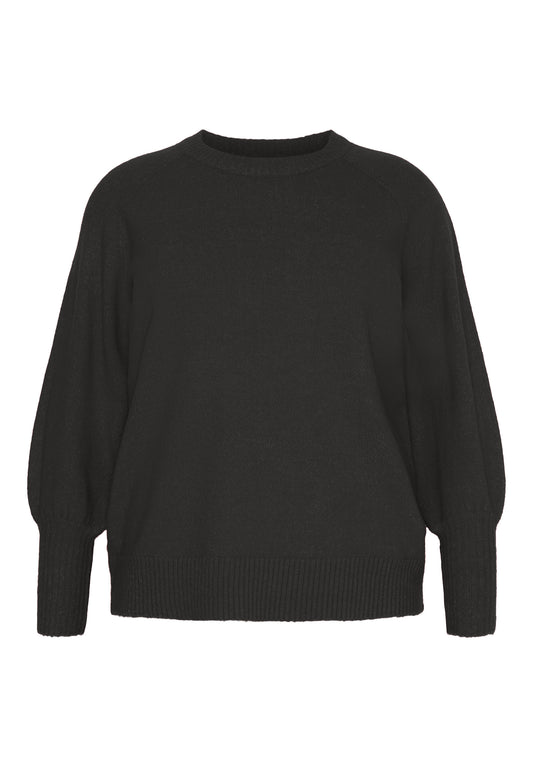 NO. 1 BY OX Striktrøje med ballonærmer Sweaters Sort