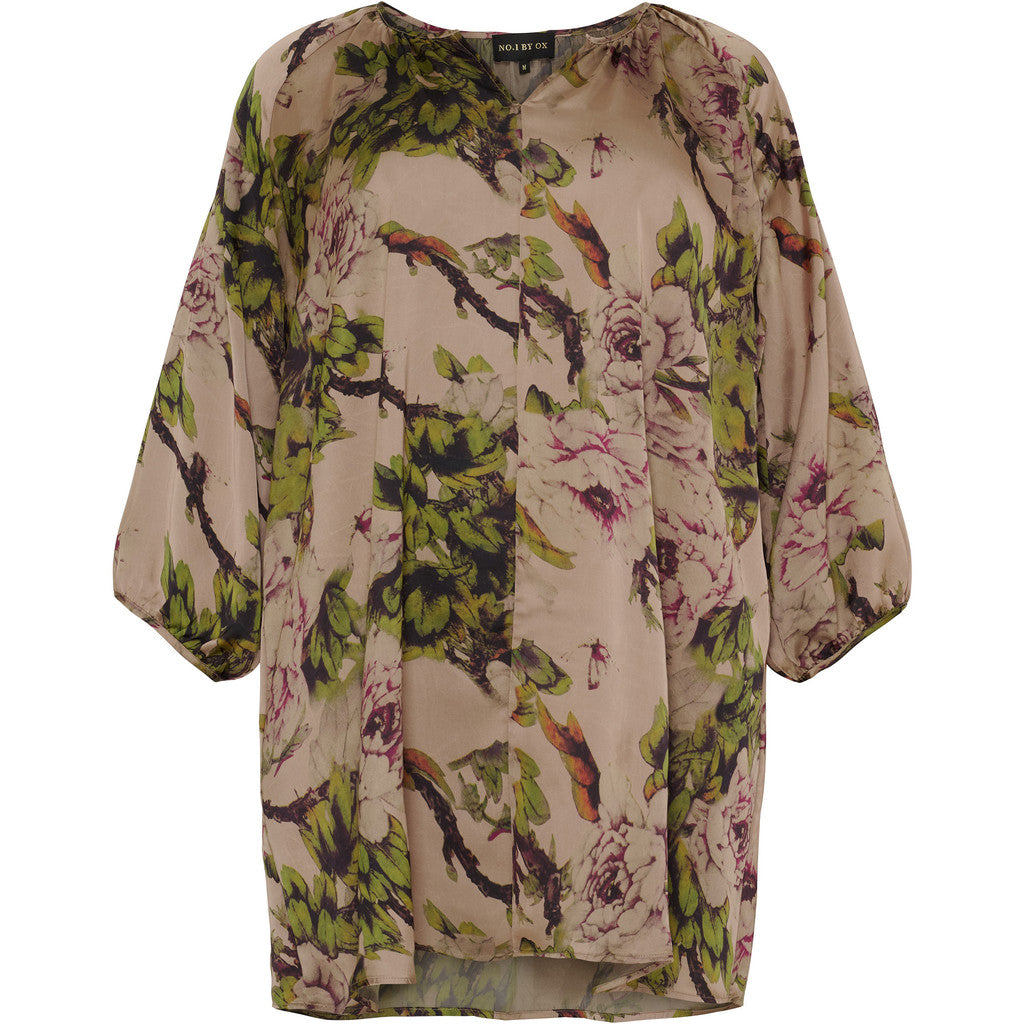 NO. 1 BY OX Tunika kjole Kjoler Sand with Flower bush print