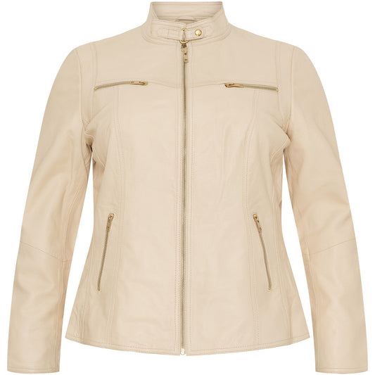 NO. 1 BY OX klassisk læderjakke (Str. 36 - 46) Jakker Ivory w. Light Gold acc.