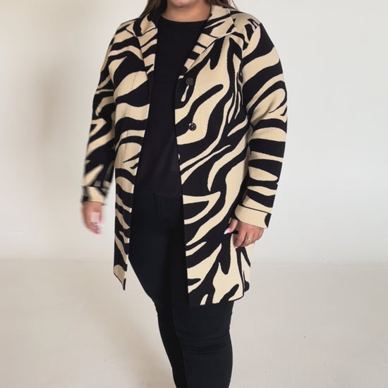 NO. 1 BY OX Cardigan med bindebånd Cardigans Camel Leo Print