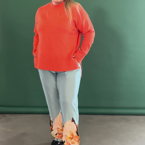 NO. 1 BY OX striktrøje med ribkant i hals Sweaters Flower Orange