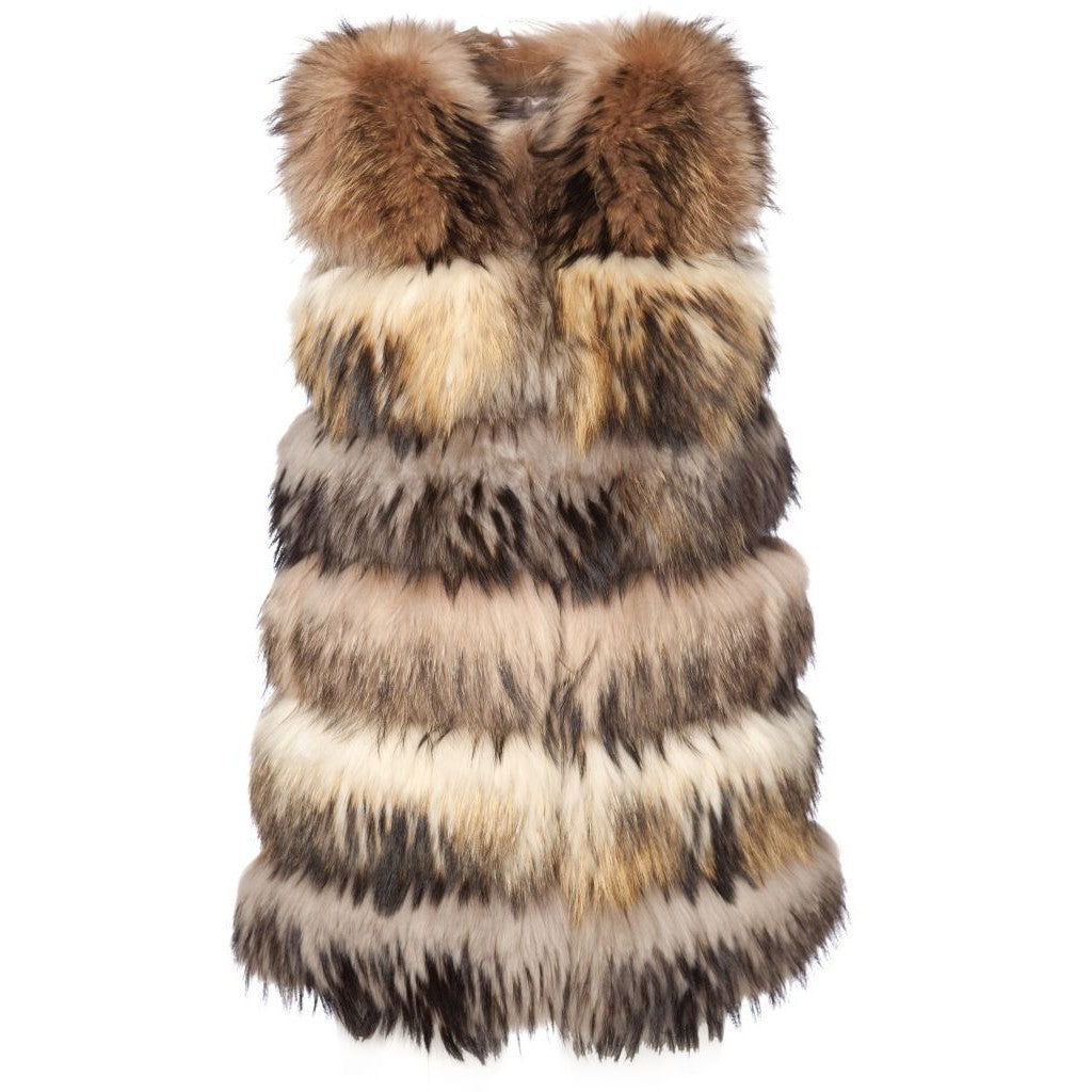 Furst waistcoat w rows coloured fur Veste Multi